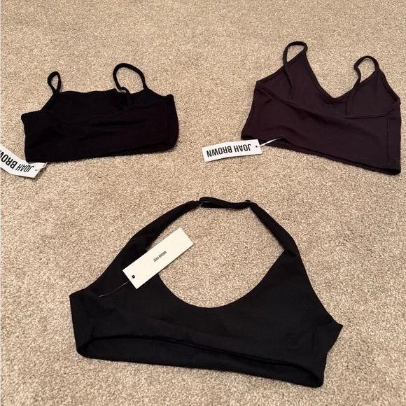 Joah Brown Black/Brown Set of 3 tank tops/bras size XS/S NWT - Picture 2 of 2